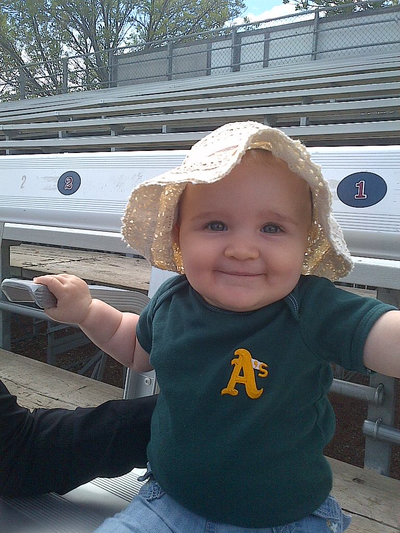 A's fan Alivia Lucci cheering on the team in Lethbridge-16 June 2013